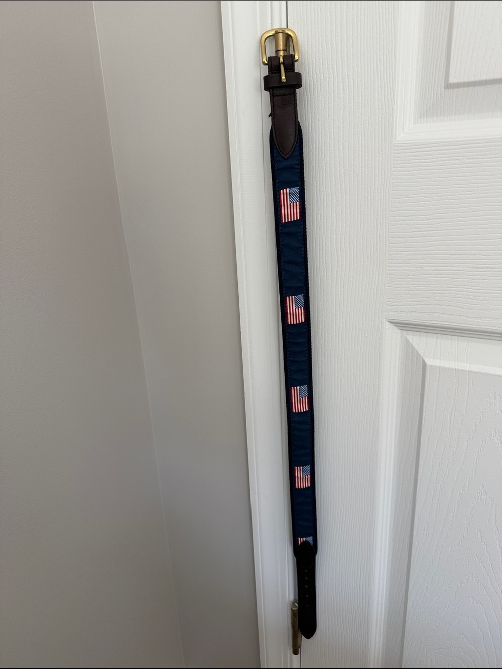 Vineyard Vines Navy Blue Kids Belt with American Flag Embroidery